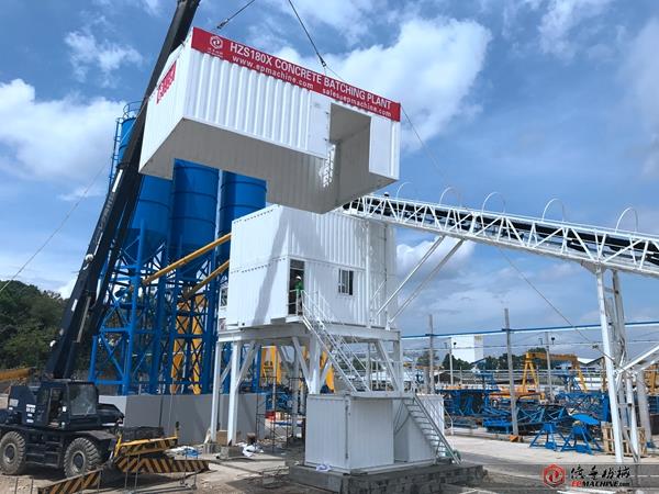 HZS180 Concrete Container Batching Plant Installation nan Azi Sid
